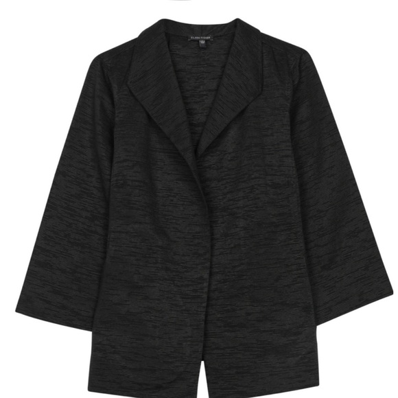 Eileen Fisher Blazer Jacket Open Front Ottoman Black Medium - Picture 3 of 9
